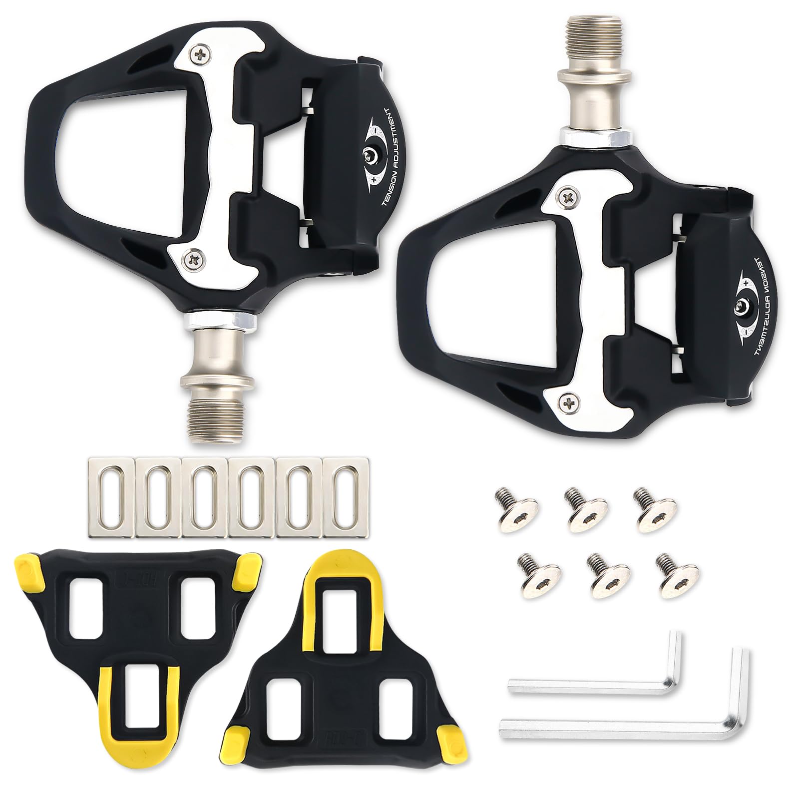 Road Bike Pedals, SPD Pedals, Clipless Bicycle Pedals with Cleats Compatible with SPD SL System
