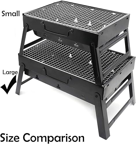 Miniatura 2 de HTTMT - Al aire libre Campling Plegable Compacta Barbacoa Parrilla de barbacoa Estufa de carbón Shish Kabob Mesa para acampar al aire libre Picnic