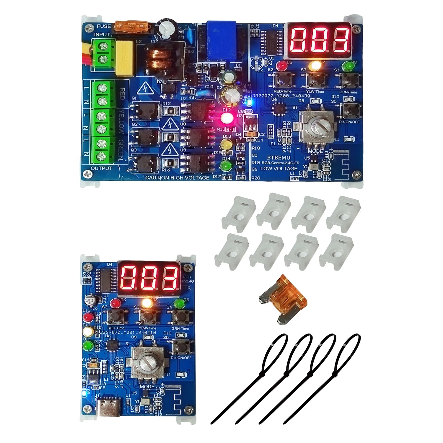 Séquenceur de contrôleur de feux de circulation de commande à distance 2.4G RF avec 50+ séquences 3 canaux 90VAC-265VAC Facile à programmer et à réparer Installation Accessoires complets Séquenceur de