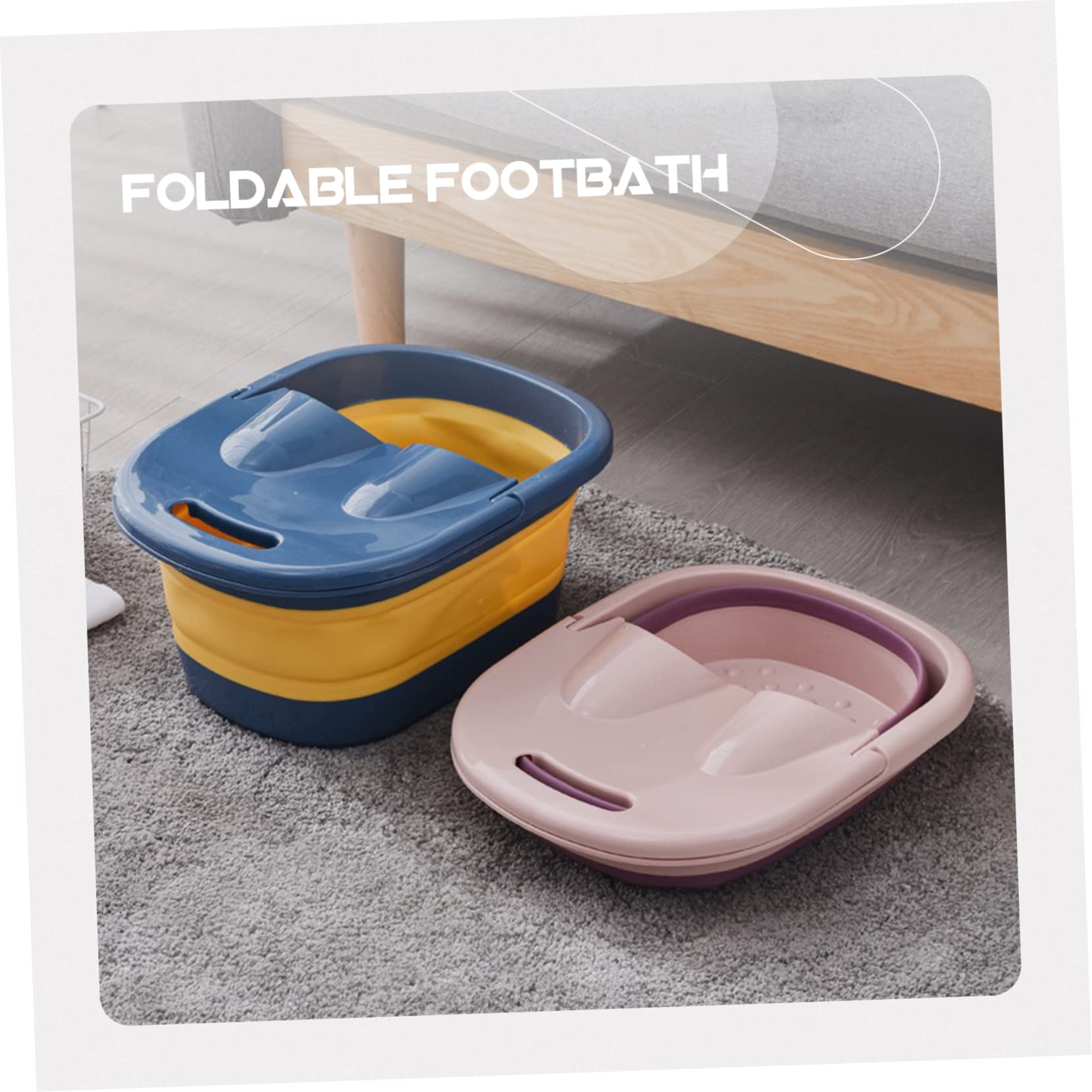 COLLBATH Cubeta Plegable Para Baño De Pies Portátil, Lavabos Caseros Azul Profundo, Deflector Térmico, Antideslizante y Compatible Para Masaje Relajante Hogar, Uso Familiar Niños