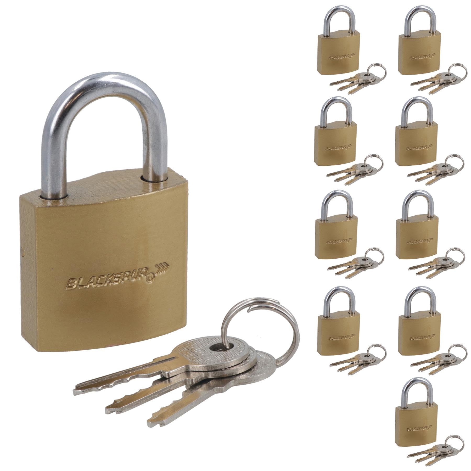 32mm Iron Padlock Security Lock Brass Finish with Hardened Steel Shackle 10pc