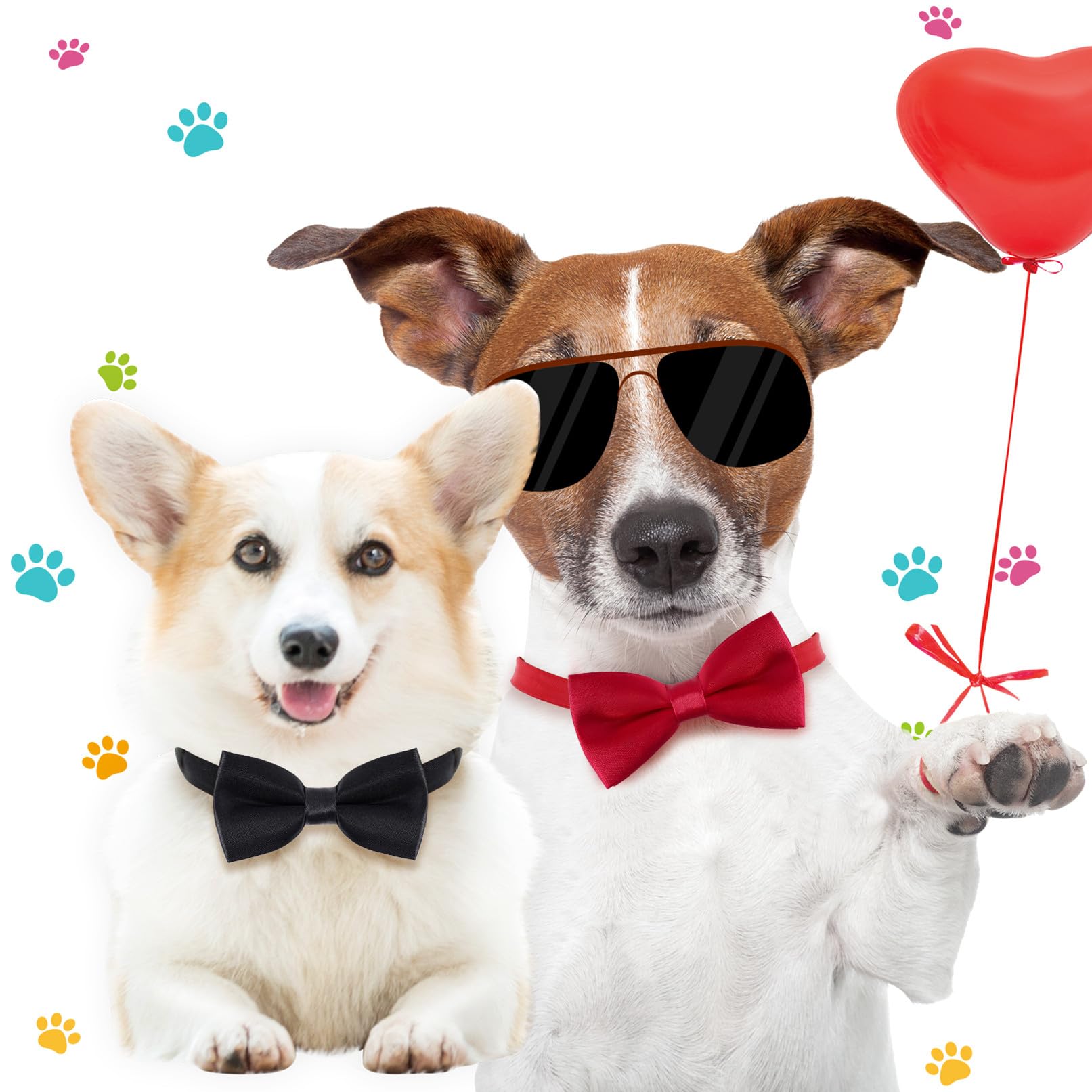 Collare per cani con papillon in velluto, per matrimoni, compleanni, feste (rosso)
