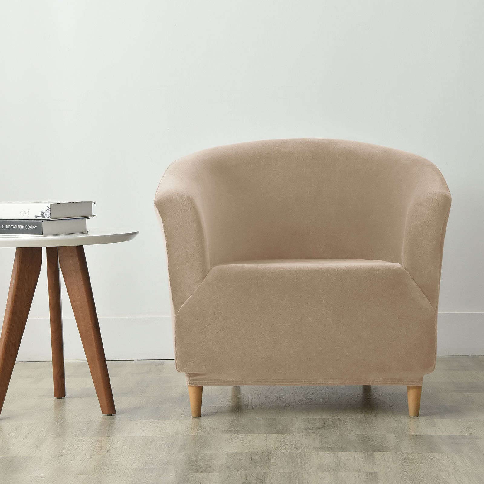 Velluto Copripoltrona Chesterfield, Elasticizzat Copripoltrona Club Morbido Antiscivolo Antigraffio Lavabile In Lavatrice Per Soggiorno-cammello-1 Pezzo