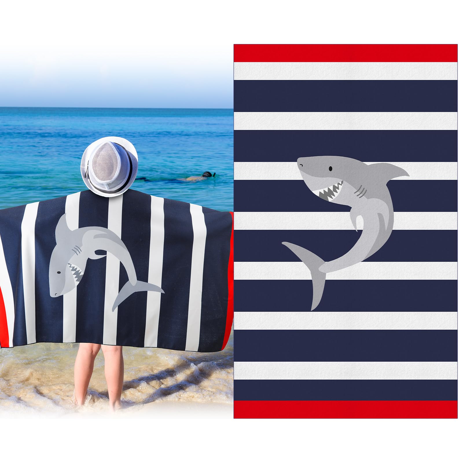 HunnmingRe Christmas Kids Beach Towels Girls Boys Cute Beach Towel 50 x 30 Inch Microfiber Absorbent Dry Pool Bath Supplies for Party Gifts Swimming