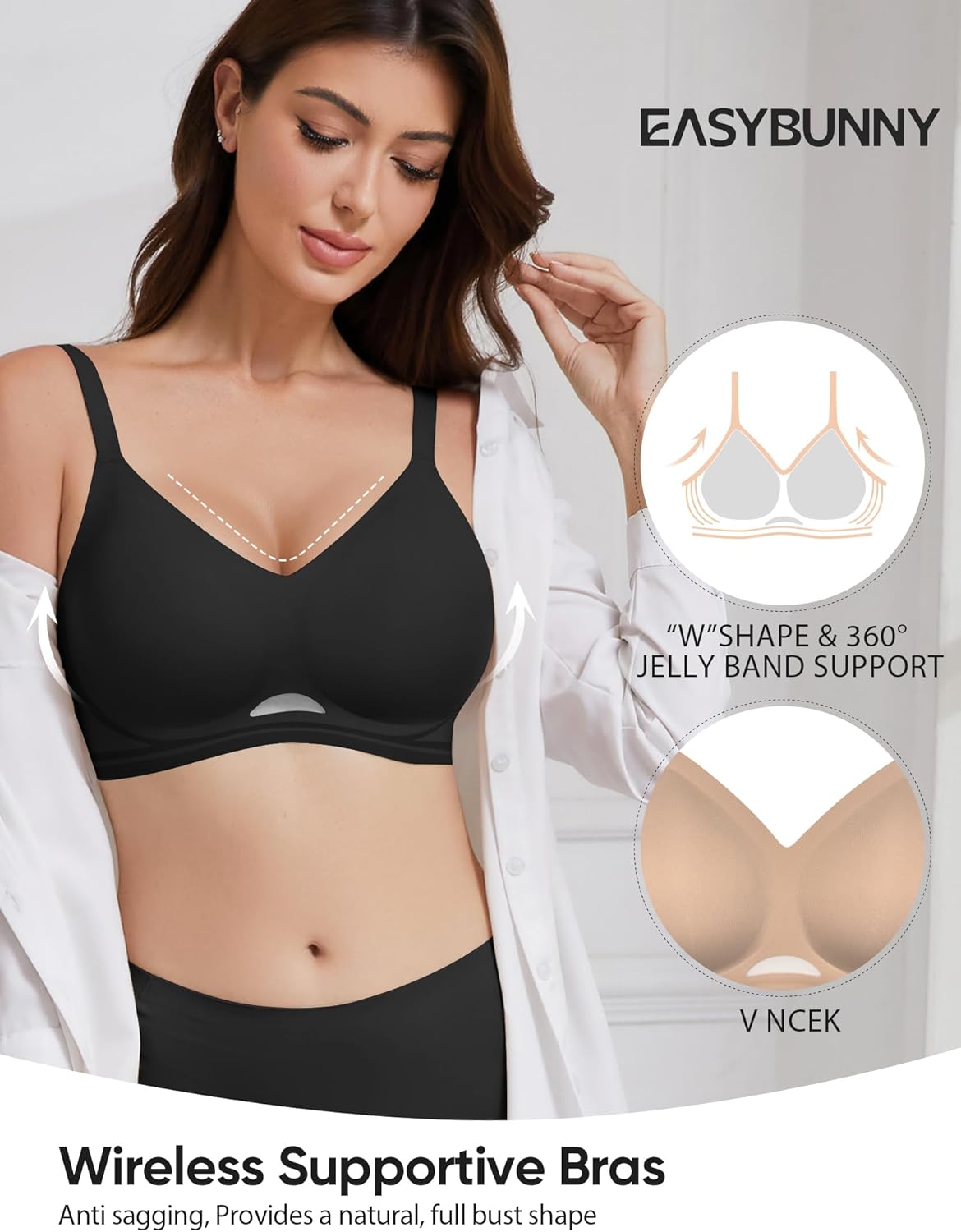 Gel Bras for Women Comfortable No Underwire Seamless Jelly T-Shirt Bra with Soft Support Everyday Full Coverage Bra - Image 3