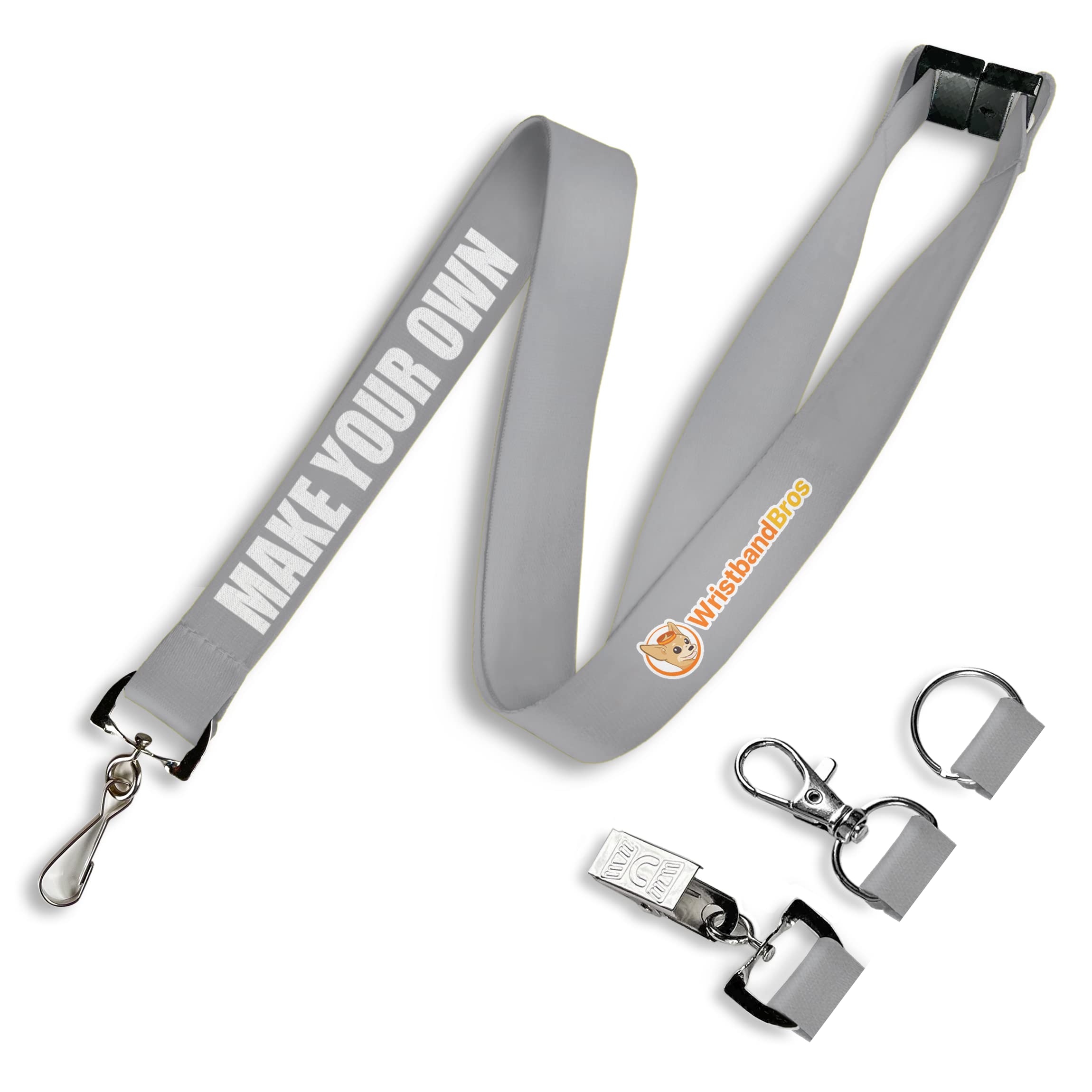 Wristband Bros Custom Breakaway Lanyards For ID Badges, Keys & More | Add Text & Logos | Choose Your Attachment | Bulk Quantities For Events