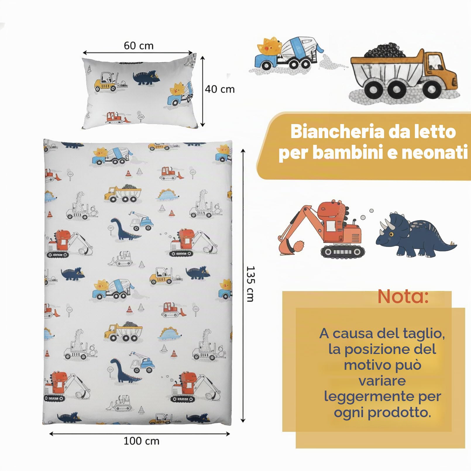 KEAYOO Biancheria da Letto per Bambini,100% Cotone, Copripiumino 100 x 135CM+Federa 60 x 40CM