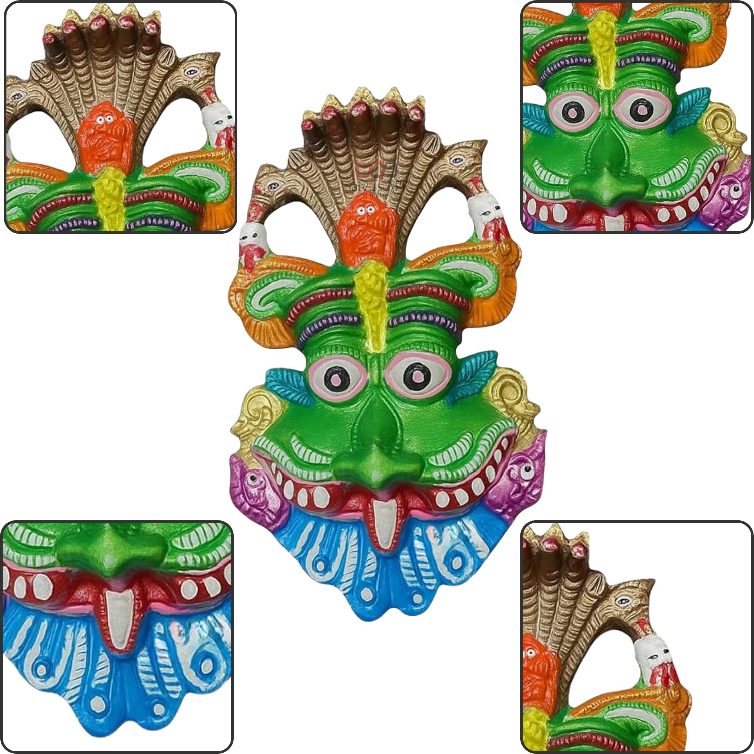 Salvus APP SOLUTIONS Sacred Guardian: Metal Narsingh Kirtimukha Wall Hanging with Shesh Naag & Ganesha Mask Wall Hanging Nazar Battu—Divine Protection and Evil Eye Shield for Your Home (Green_6 INCH) 2