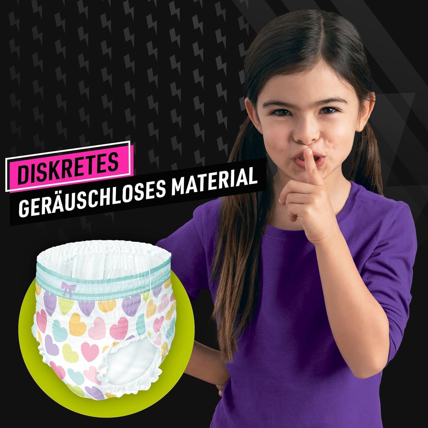 Ninjamas Pyjama Pants Herzen, 9 absorbierende Nachthöschen, 8 Jahre, 27kg-43kg, Auslaufschutz für die ganze Nacht