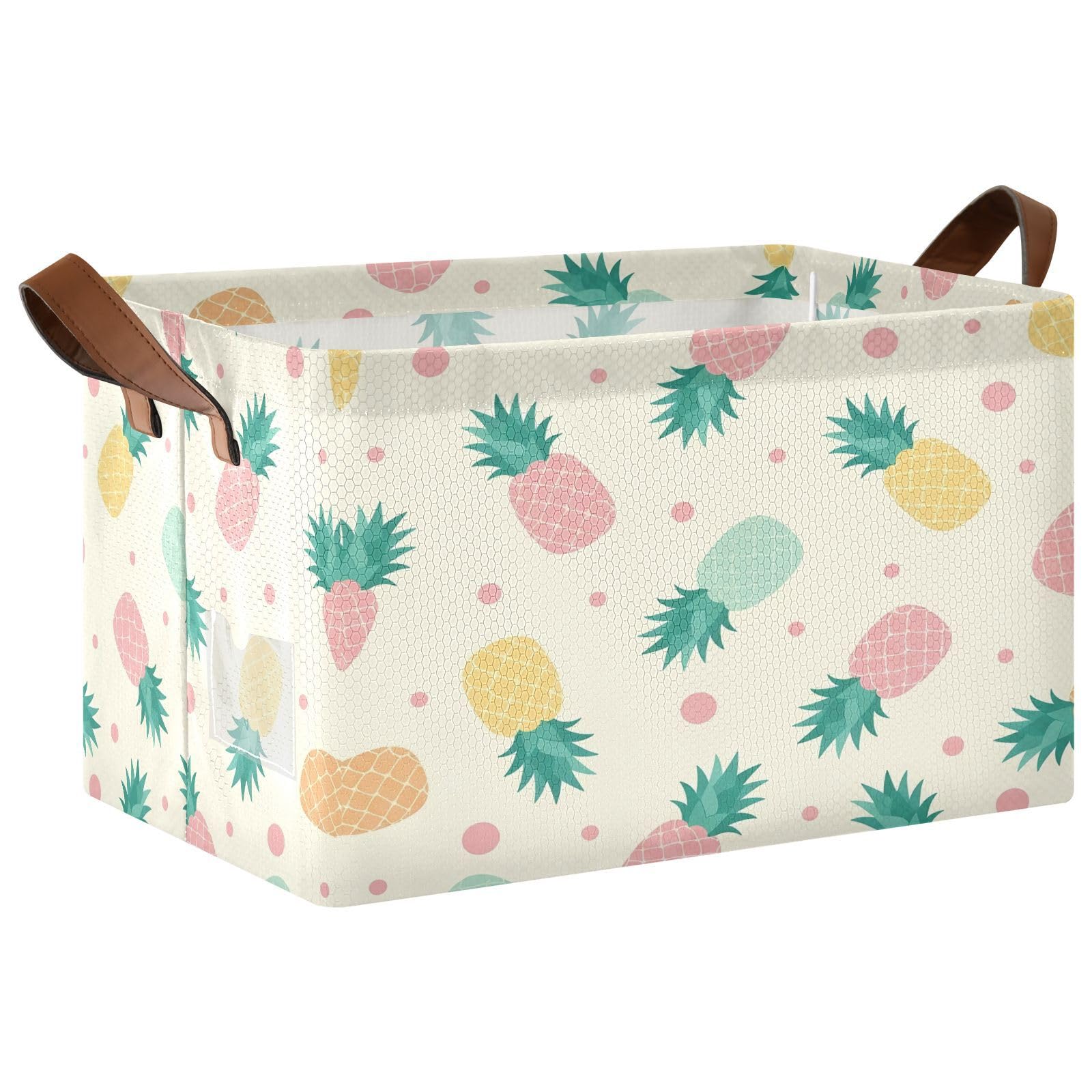 Cgiub Pineapple Storage Basket Waterproof Foldable Storage Bin Baby Laundry Basket Closet Organiser for Nursery Decor Home Organizing