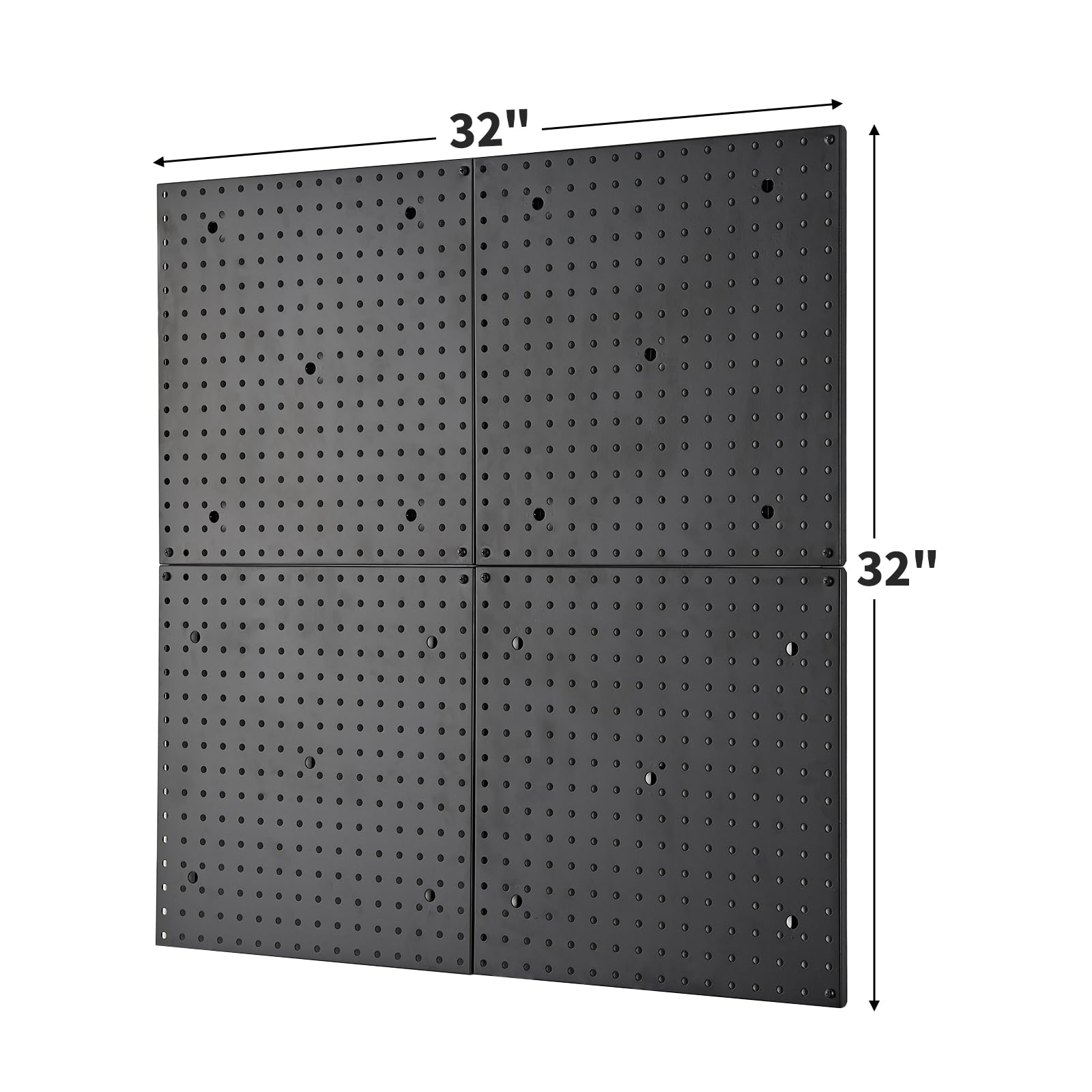 TNINE Pegboard Wall Organizer Panels, Black 16X16 Inch Metal Pegboard Pack for Home, Garage Tool Storage, Workbench Organization, Craft Room (4PCS)