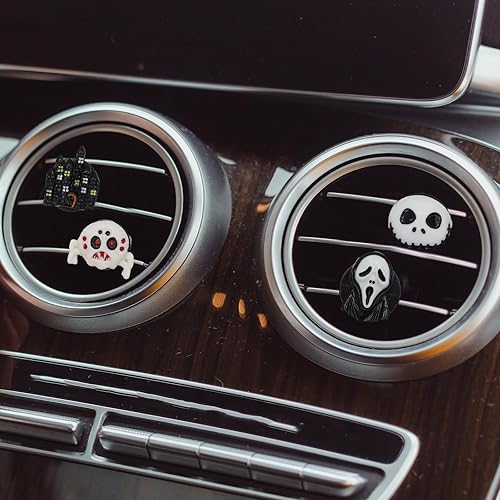 Miniatura 5 de 4 clips de aire divertidos de resina para Halloween, calabaza, calavera y fantasma, clips de ventilación de aire acondicionado para automóvil, clip