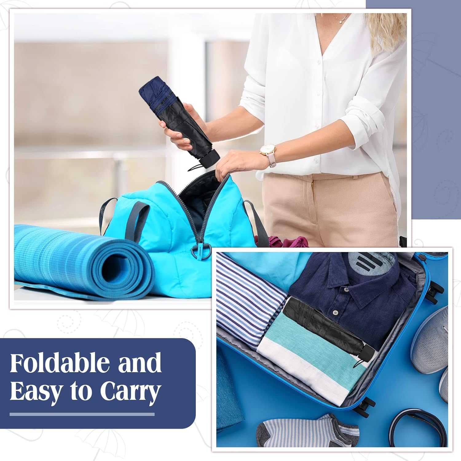 Hillban Set of 12 Windproof Travel Umbrellas Bulk Portable Folding Compact Umbrella for Rain Sun for Wind Backpack Men Women - Image 3