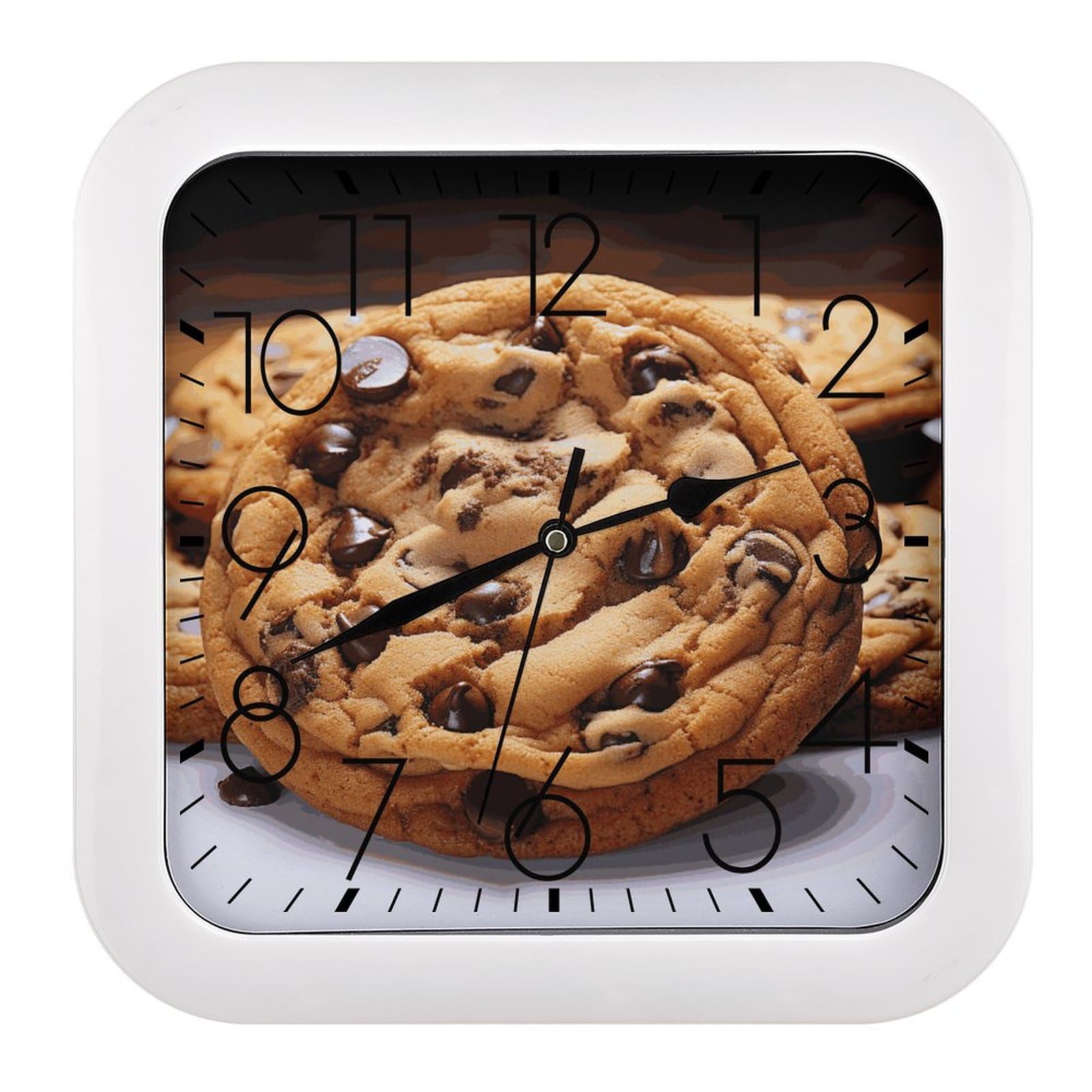Horloge murale vintage chocolat biscuit pour cuisine et salon silencieuse