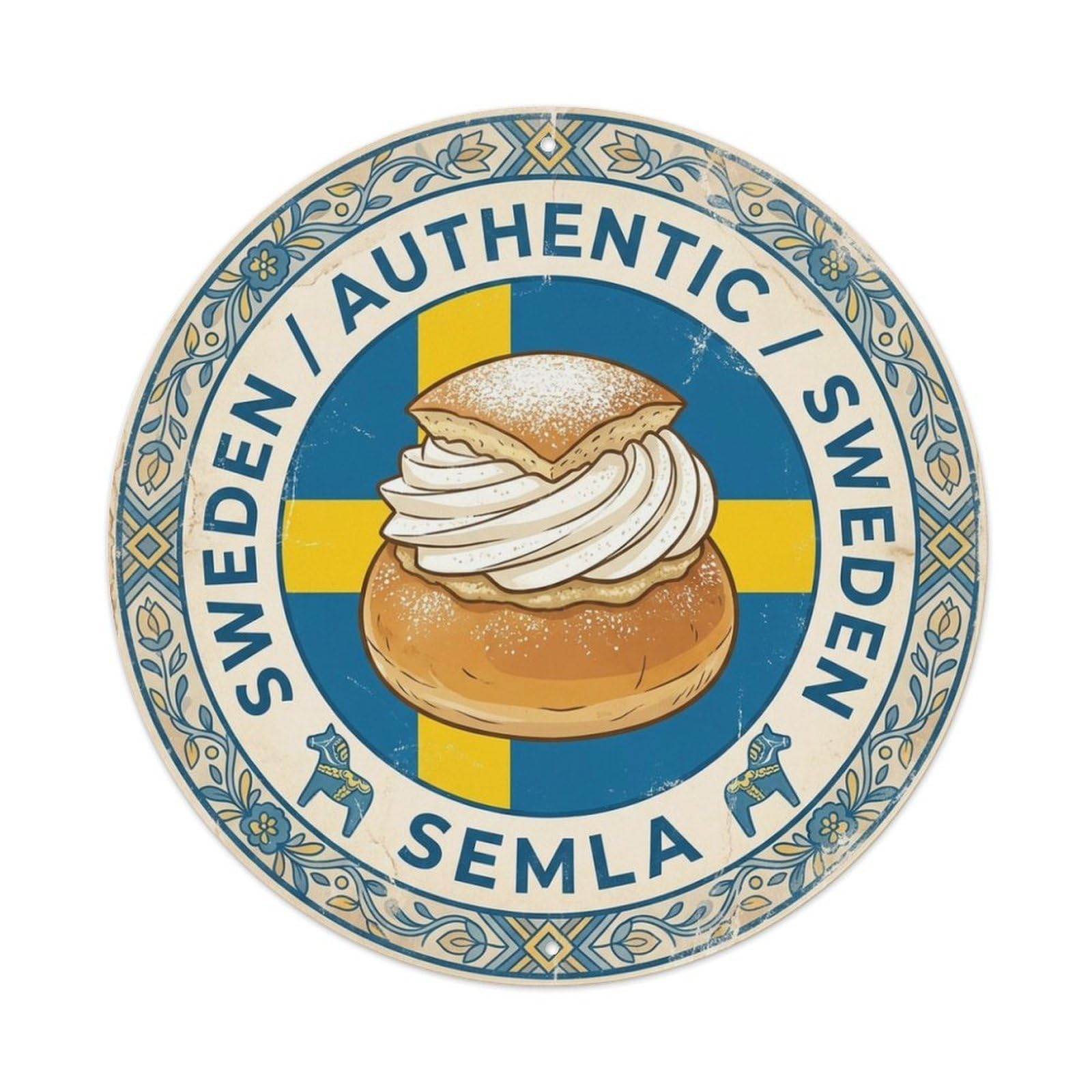Sweden Travel Semla Bakery Regional Cuisine Metal Tin Sign