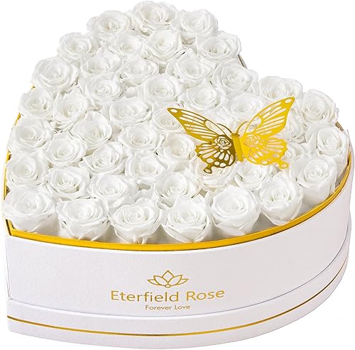 Miniatura 31 de Eterfield 27 flores para siempre en caja con forma de corazón, rosas preservadas que duran un año, flores preservadas, regalos de cumpleaños para