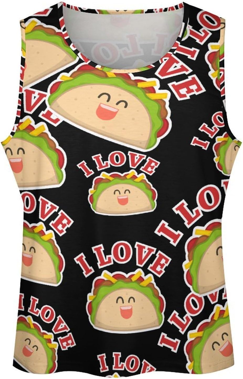 I Love Tacoes Mens Tank Tops Sleeveless Muscle Shirts Beach Casual Gym Shirt Vest Tee Tops