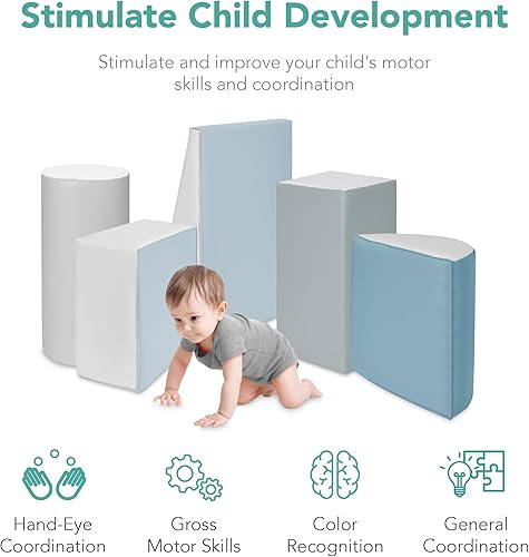 Vista 35 de Best Choice Products 5 piezas de bloques de espuma suave para niños para escalar y gatear, estructuras de juego para el desarrollo infantil
