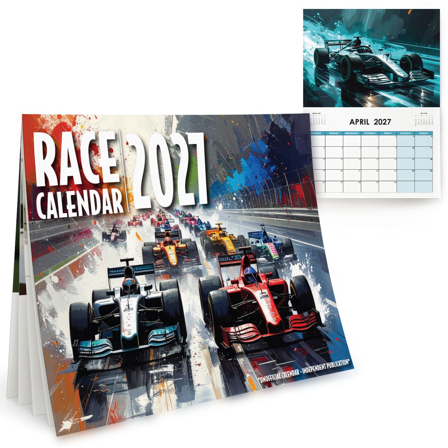 World Formula Racing Abstract Art A4 Wall Calendar 2027 with Race Dates