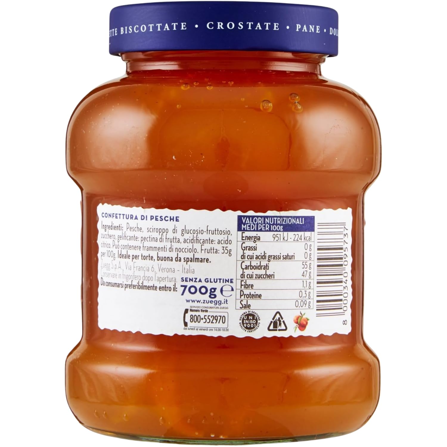 Confettura di Pesche Vellutata – 700 g – Marmellata Dolce Spalmabile per Colazione e Dolci – Variazioni 4/8/12 Pezzi (8 PEZZI)