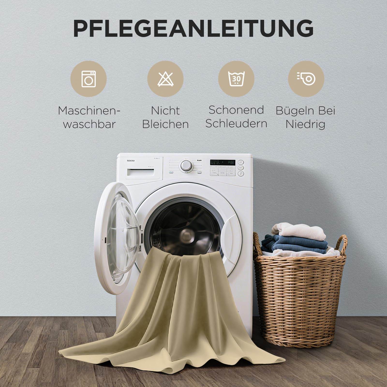 Joydeco Blickdichte Vorhänge mit Ösen Gardinen 2 Stück H 200 x B 140 Verdunkelungsvorhang Beige Thermovorhang Hitzeschutz – Bild 8