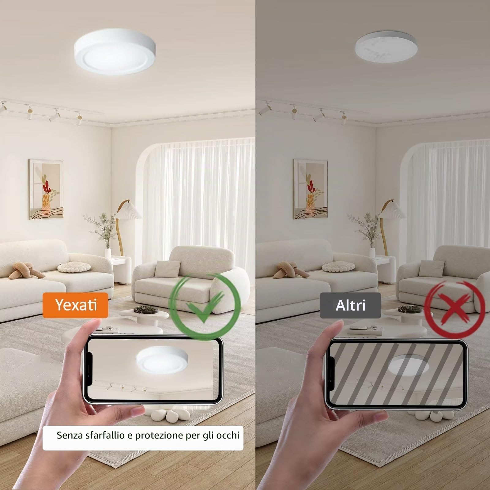 Yexati 6 Pezzi Plafonieraiera LED Soffitto 15W 1800LM, Plafoniera Superficie LED 4500K Bianco Neutro, Driver Incluso. IP44 Angolo 120 para Dormitorio Cocina Salon Baño Comedor 170 * 28Hmm