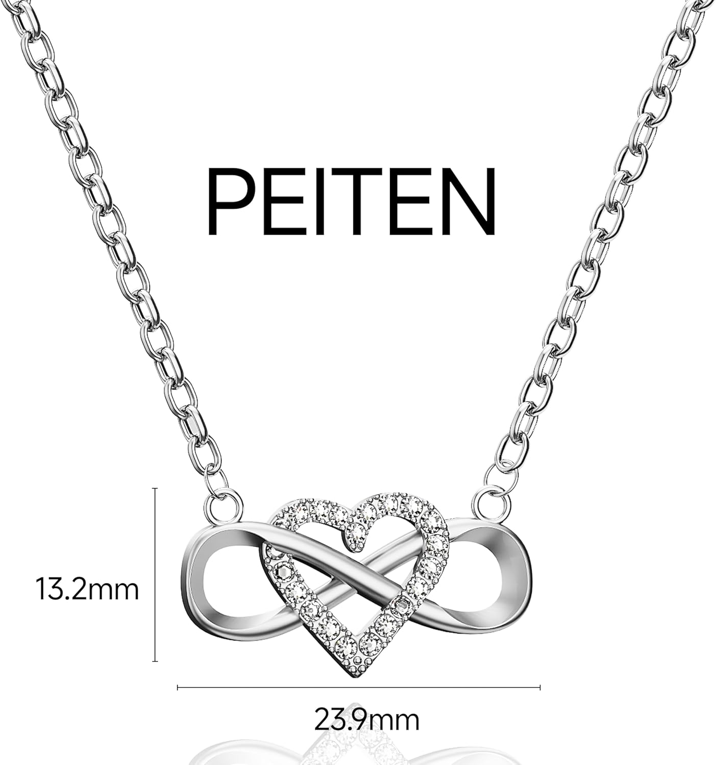 18K Gold Plated Cubic Zirconia Infinity Heart Cross Necklace For Women，Forever Love Heart Pendant Necklace - Image 5