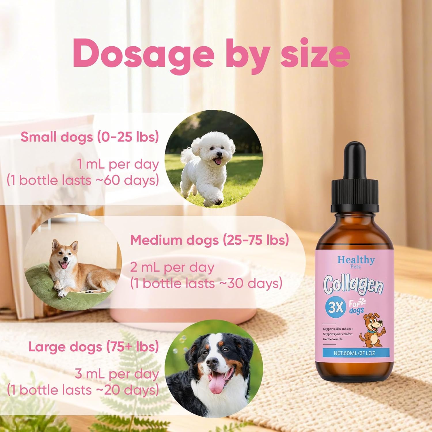 Healthy Petz Collagen for Dogs, Supports Joint Relief & Healthy Skin Coat, Gut Health, Premium Liquid Collagen Supplement, 2 fl.oz
