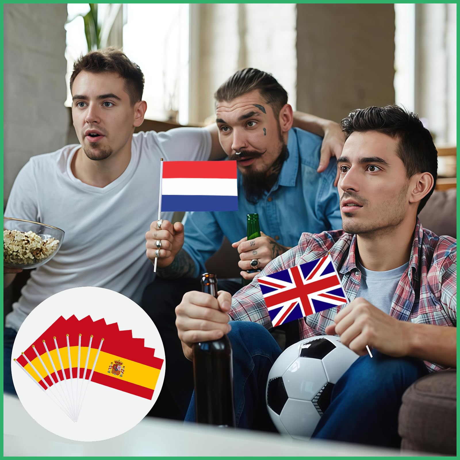 YAAVAAW 10 pièces Mini Drapeau à La Main de Espagne,Petit Drapeaux Espagne Personnalisable Mat,avec Tiges en Plastique,pour Oktoberfest Événements Sportifs,Décoratifs d'extérieur,Fête