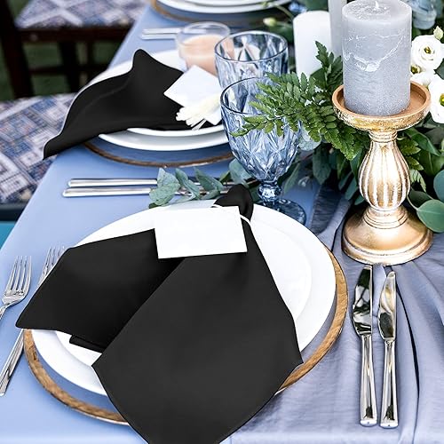 Miniatura 5 de Aneco 12 servilletas de satén de Navidad, servilletas de cena suaves cuadradas para bodas, servilletas de mesa de 17 x 17 pulgadas para Navidad,