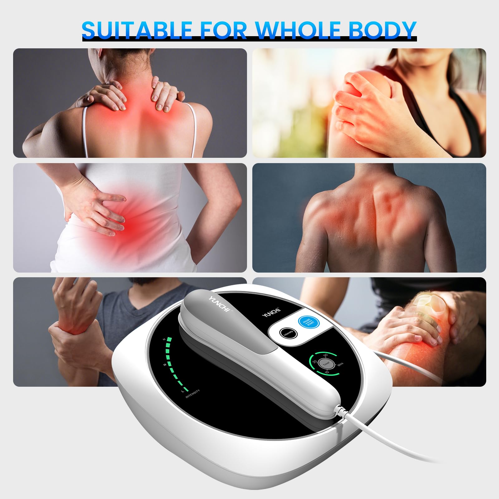 Máquina de Terapia de Ultrasonidos Fisioterapia, Dispositivo de Masaje Para Alivio Muscular y Articular, 3 Niveles Ajustables Dispositivo Masajeador de Ultrasónica Para Uso (Blanco-AKCS02)