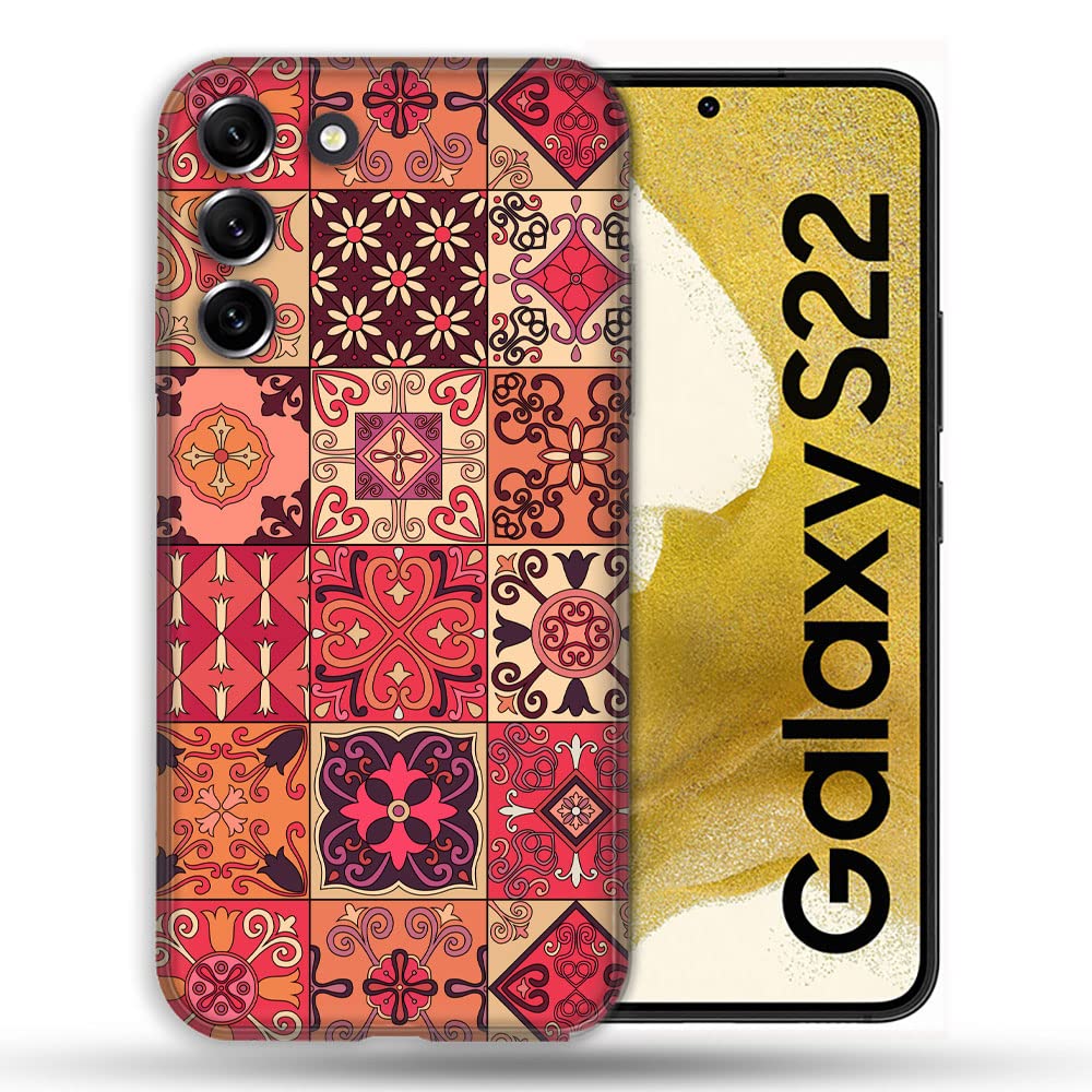 Coque pour Samsung Galaxy S22 rigide avec motif géométrique rouge - 2