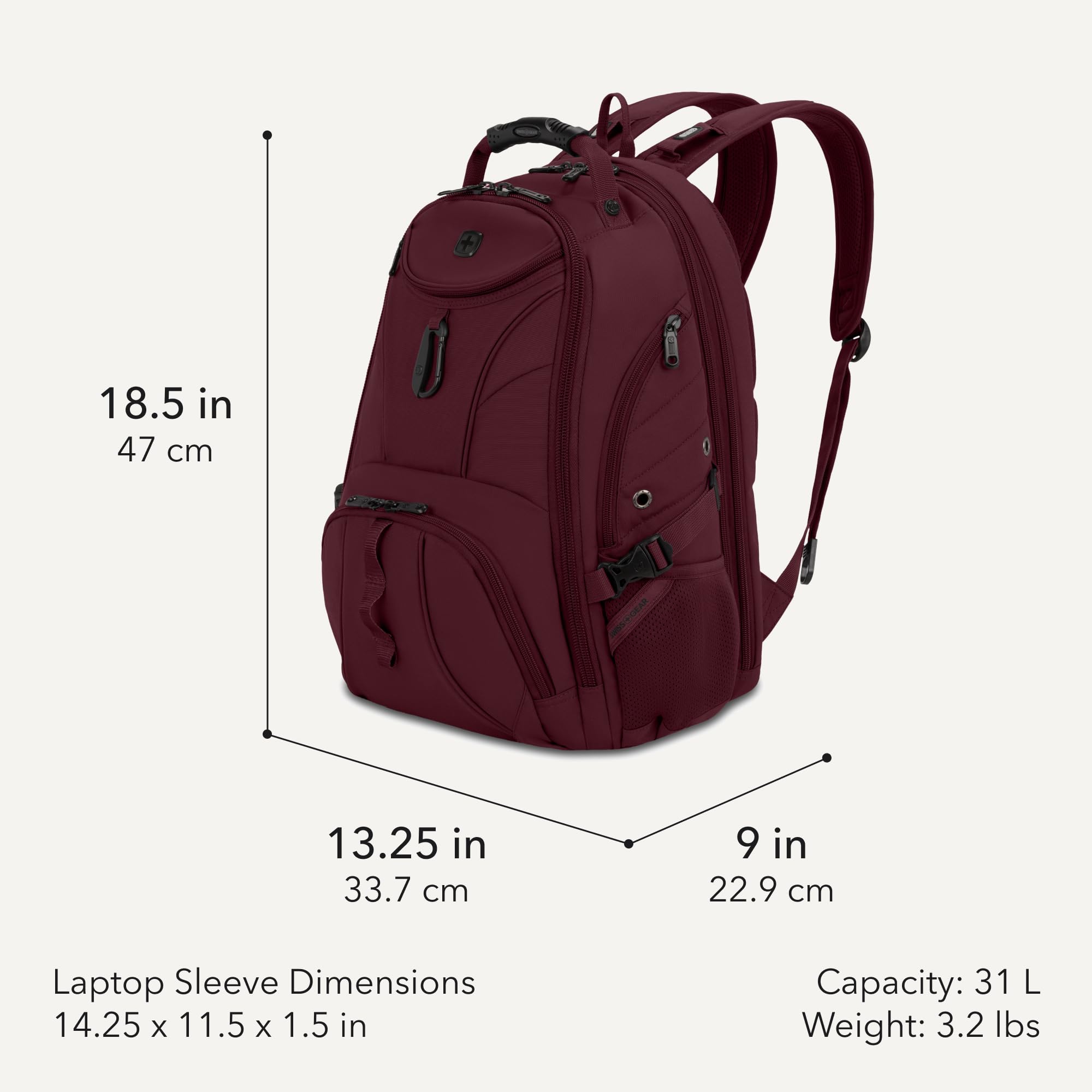 SWISSGEAR 1900 ScanSmart Laptop Backpack, Fits Most 17-Inch Laptops, TSA-Friendly Lay-Flat Design, RFID Protection, and Tablet Pocket, Black, 31L, 18.5-Inch view 2