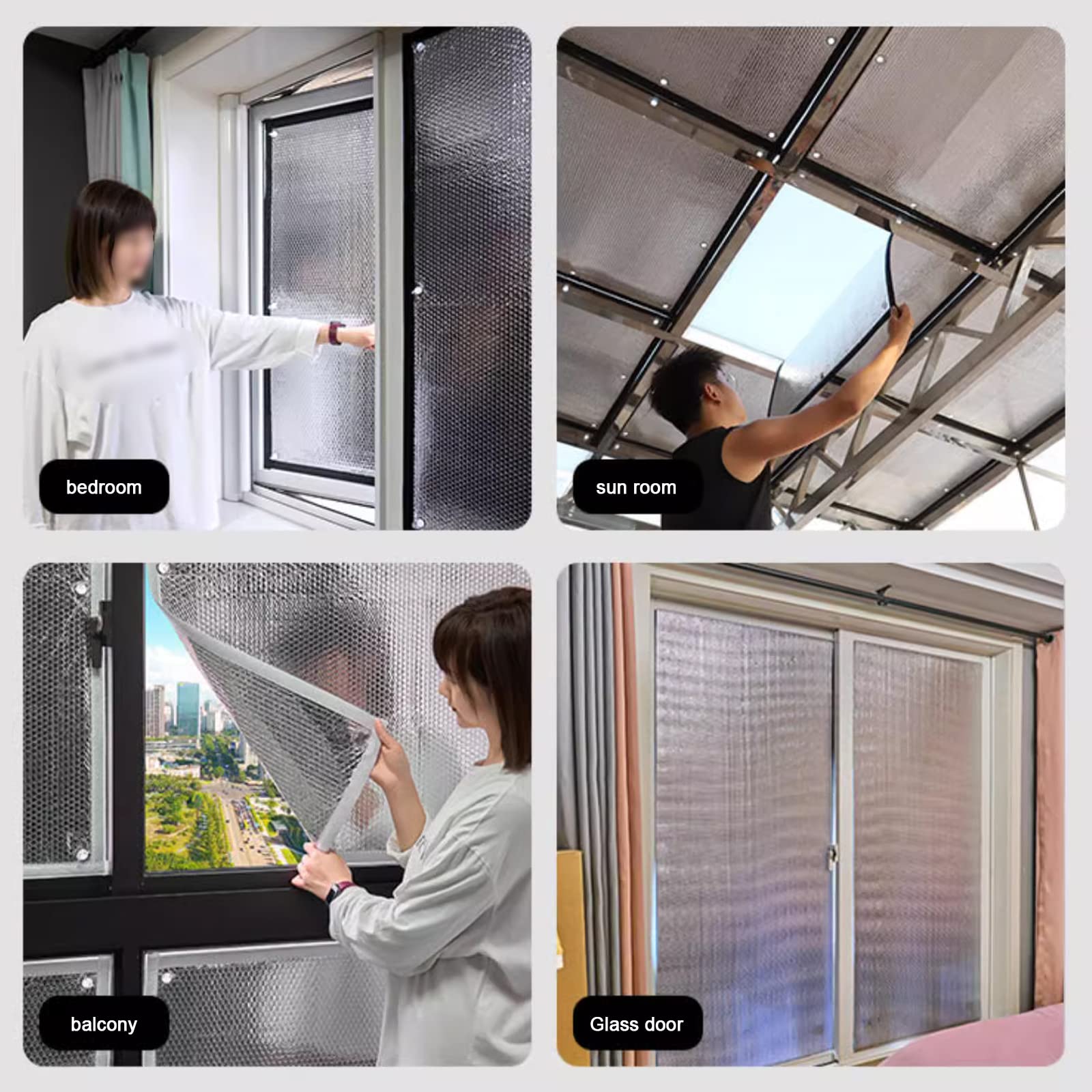Pellicola per Vetri Finestre Riflettente Non Adesiva,Pellicola Privacy Oscurante per Camera da Letto,Pellicola Isolante in Alluminio Controllo del Calore Impermeabile (120x250cm/47''x98'')
