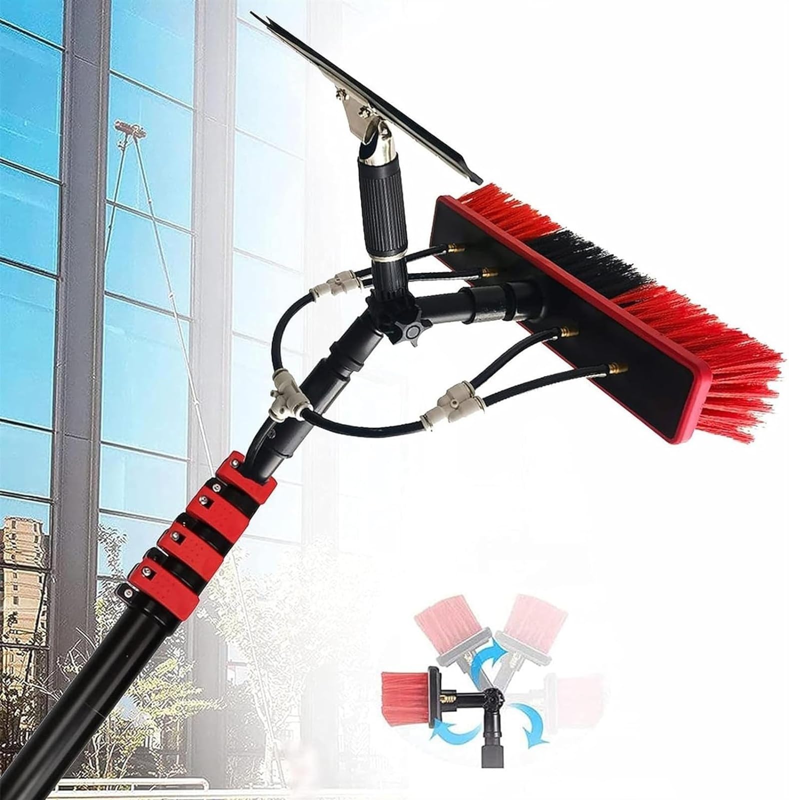 OLSKFUH Telescopic Window Cleaner Kit - Extendable Water Fed Pole With Brush For Efficient Window & Solar Panel Cleaning Adjustable Reach For Easy Cleaning,3.6m/12ft-Brushhead55cm