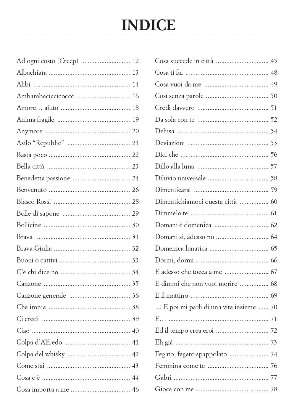 Vasco canzoniere completo