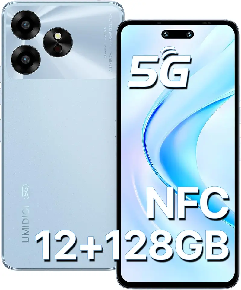 UMIDIGI 5G Smartphone NFC, 128GB/2TB TF Telefono Movil, 50MP Cámara, 6,57" 90Hz HD+,12GB(6+6) RAM, 5000mAh, Dimensity 6100+5G Moviles, G6 Android Smartphone Dual SIM, Face ID/Fingerprint/GPS/OTG