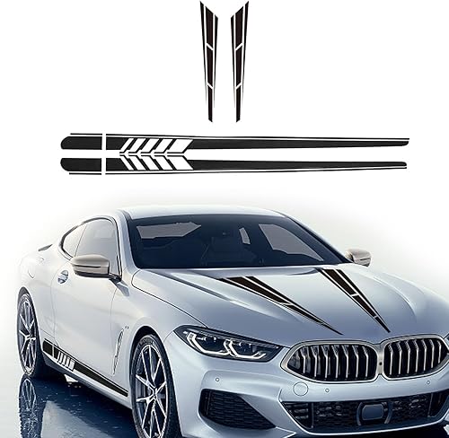 Universal Car Side Stripes Decals & Hood Stickers, Racing Stripes Decals for Cars Body, Auto Side Stickers Stripes, Car Door Decal for All Cars SUV