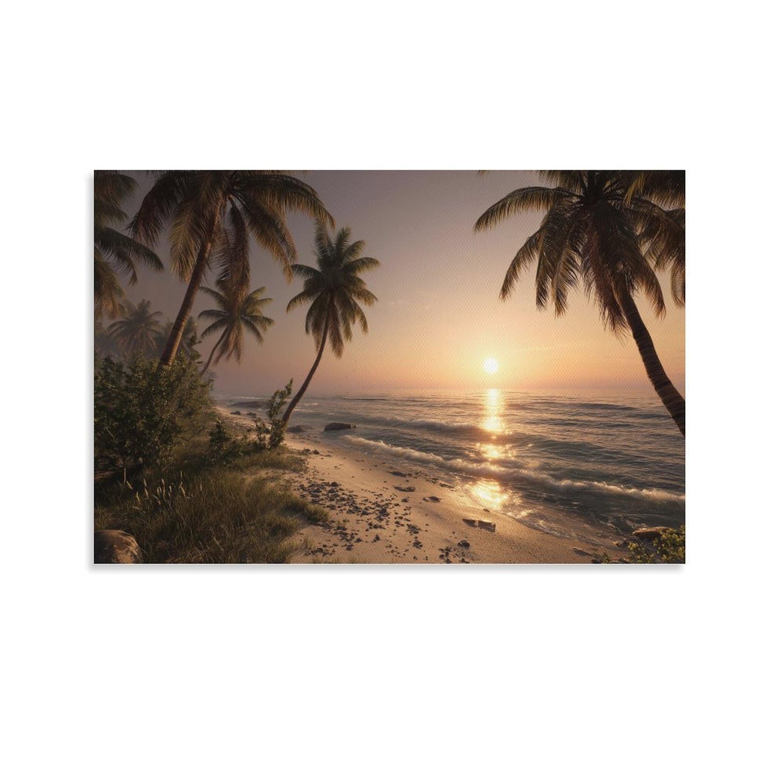 NQHXLRUDC Beach Sunset Canvas Wall Art Giclee Canvas Cultural Landscape Giclee Cultural Landscape Artwork Natural for Bedroom Home Office Decorations 20x30inch(50x75cm)
