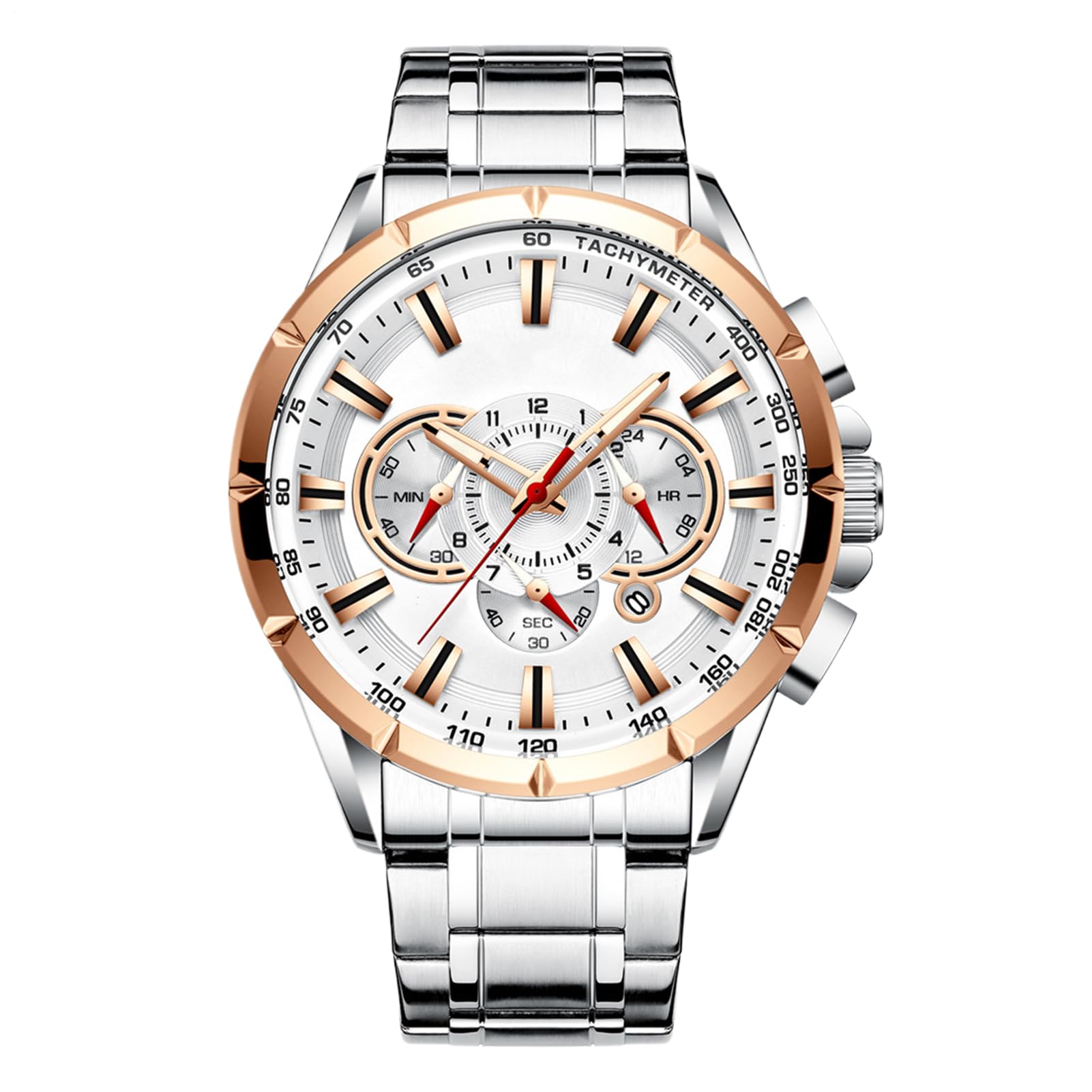Zegarek biznesowy, klasyczne męskie zegarki chronografowe, obudowa ze stopu, pasek ze stali nierdzewnej, elegancki pasek mechaniczny, idealne akcesoria do odzieży biznesowej dla nauczycieli i