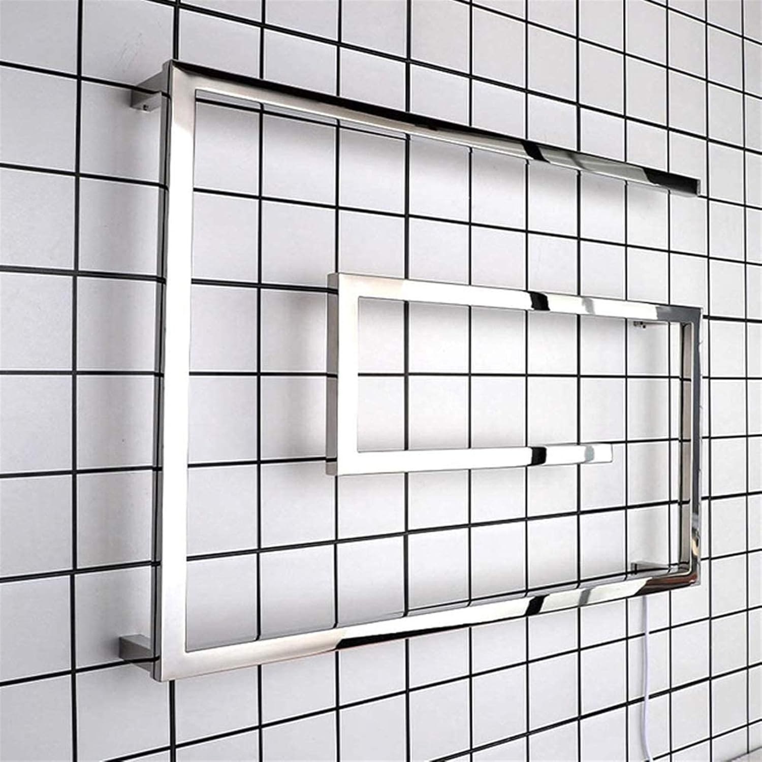 Wall-Mounted Stainless Steel Electric Towel Warmer - 304 Heated Towel Rack with Square Bars for Bathroom Kitchen & Hotel - Stylish Hot Towel Holder for Efficient Drying