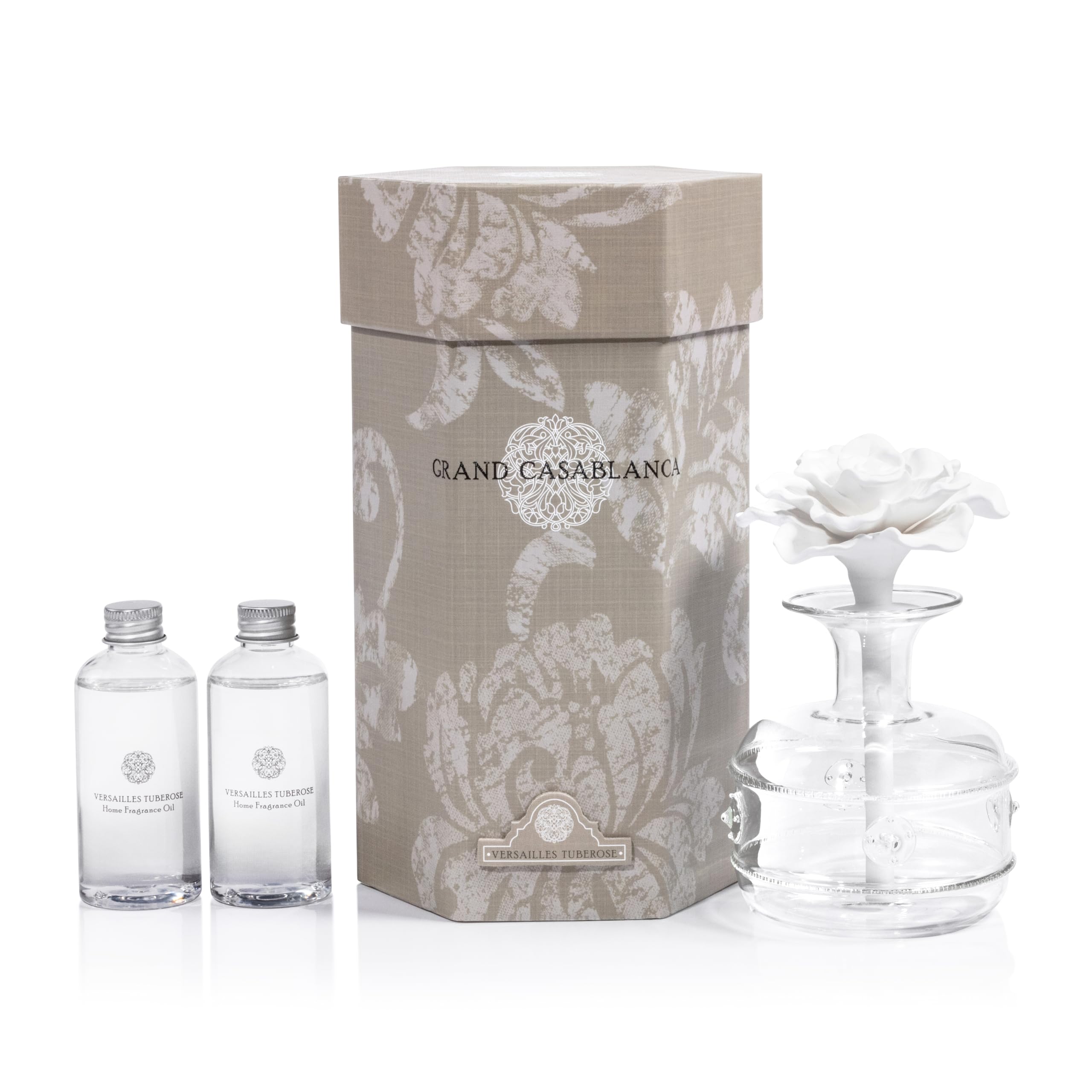 Zodax Grand Casablanca Porcelain Diffuser, Versaille Tuberose Fragrance