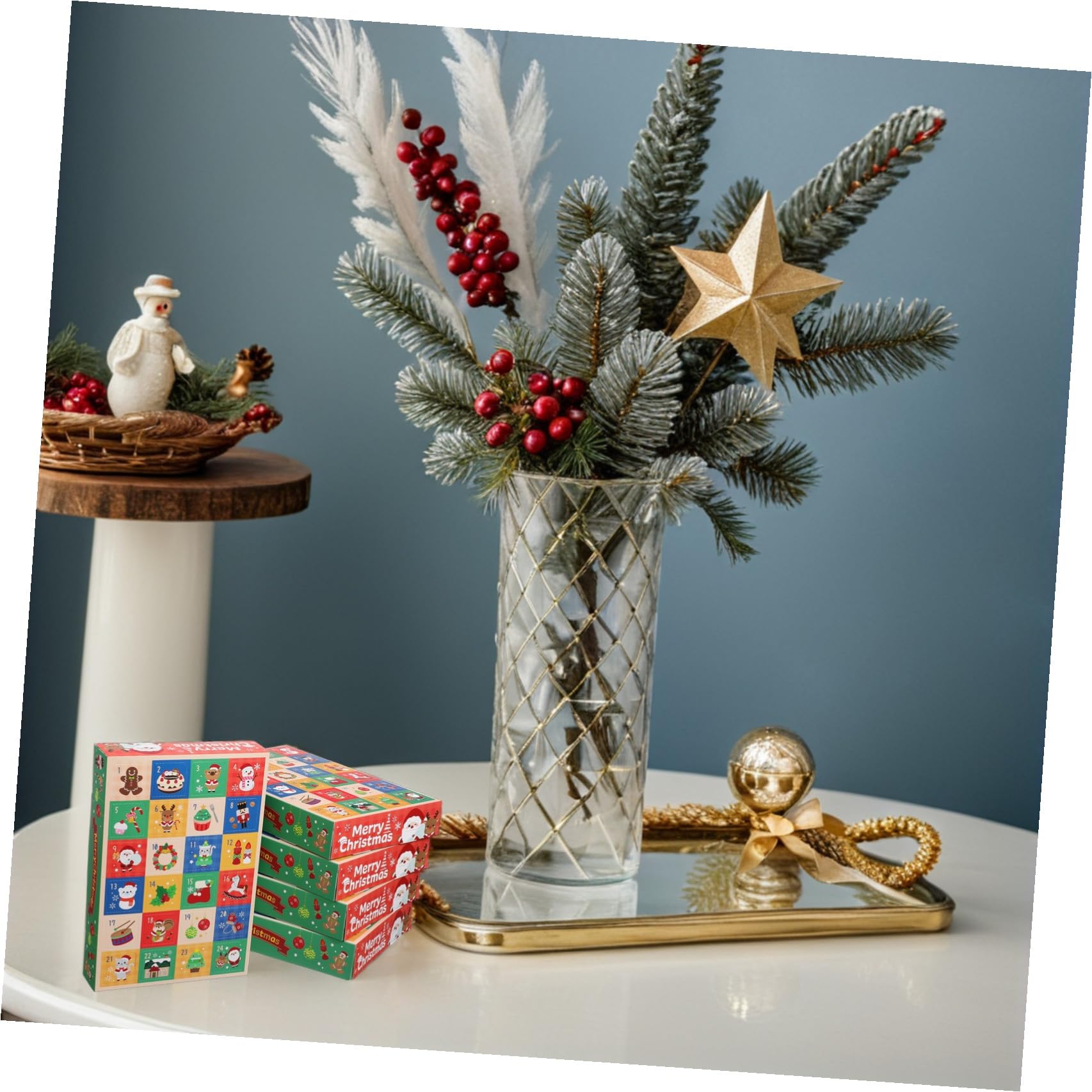 PRETYZOOM 5 Pezzi Scatole Vuote Calendario Avvento in Carta 24 Caselle per Riempire Fai da Te Confezioni Regalo Natalizie per Celebrazioni Festività Design Chic Decorativo