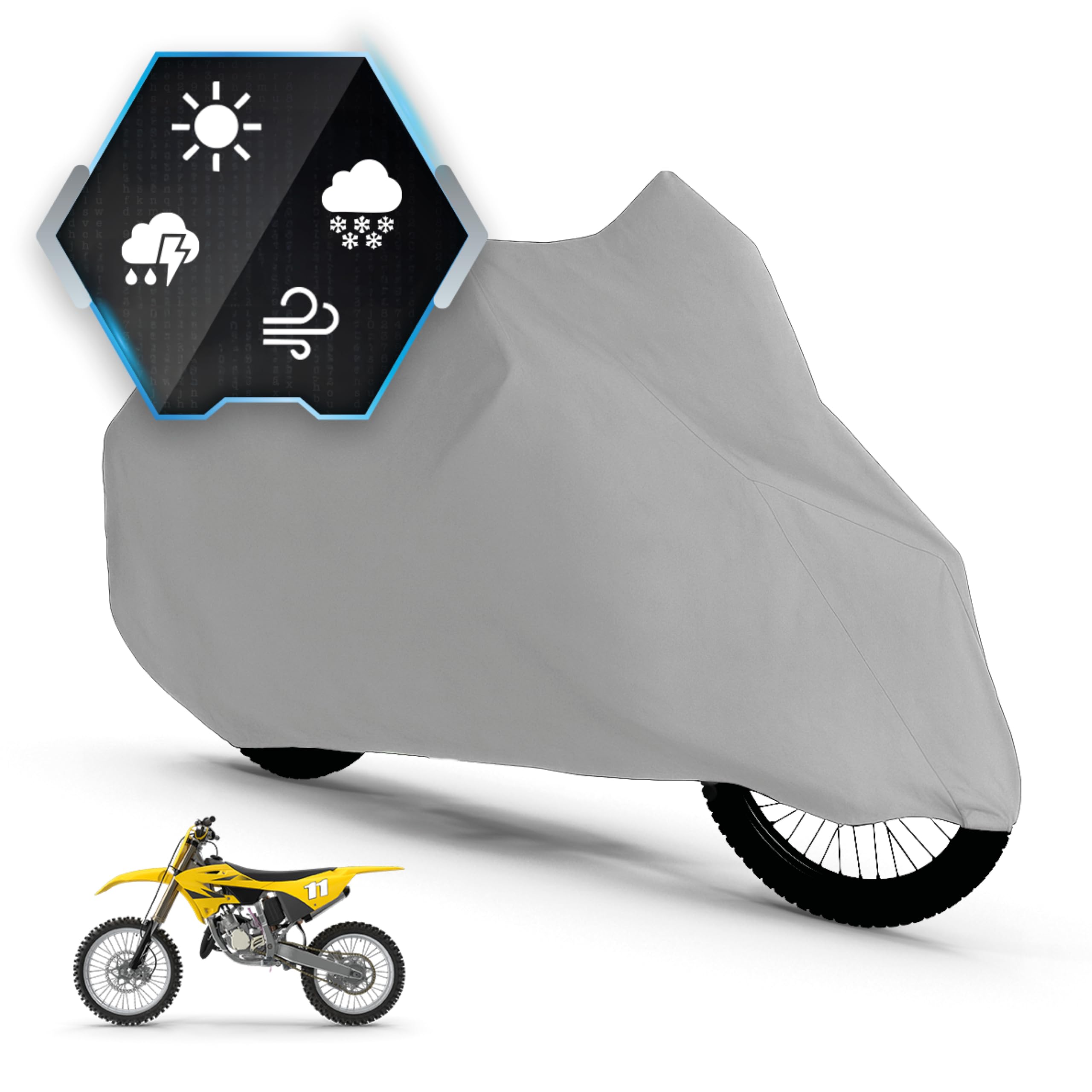 WALSER Bâche Moto All Weather L, bâche Moto 100% étanche Outdoor, Housse Motocyclette Protection Toute l'année, Housse Motocyclette Accessoires Argent 250x100x130 cm