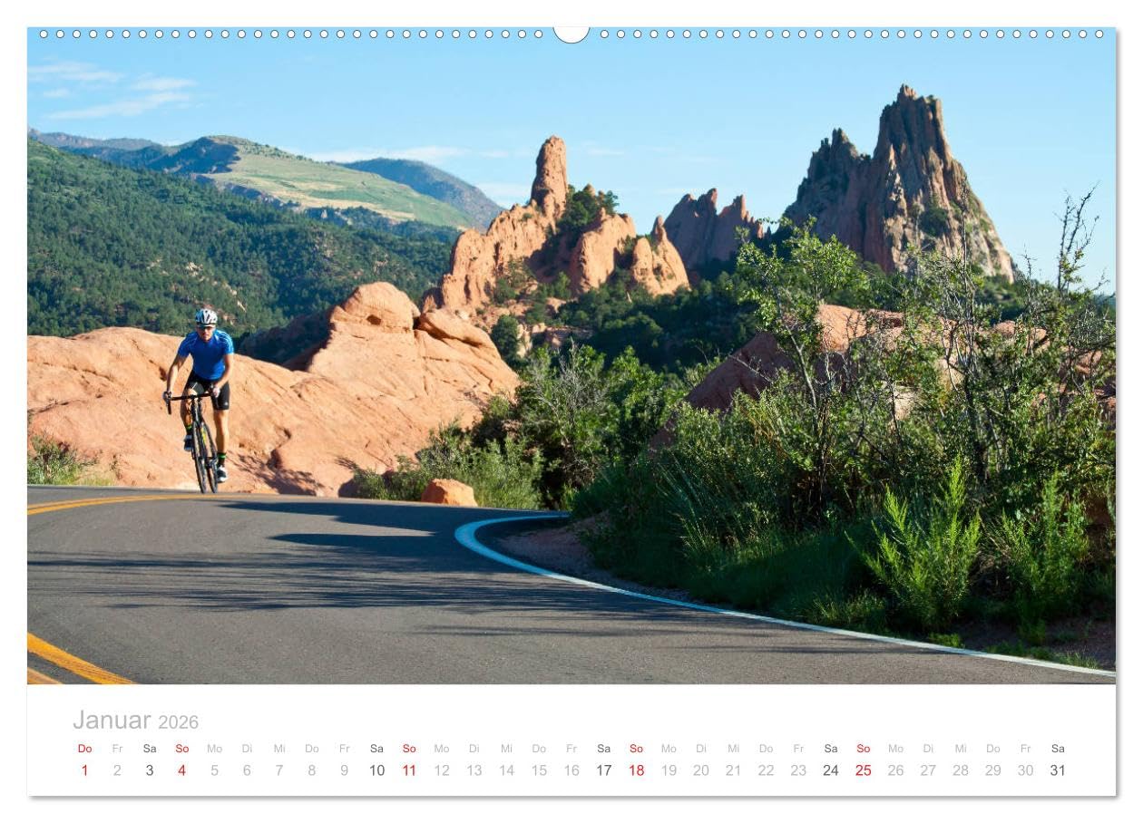 Colorado - Höhenrausch mit dem Rennrad (Wandkalender 2026 DIN A2 quer), CALVENDO Monatskalender: Rennradtouren auf den Straßen der Rocky Mountains
