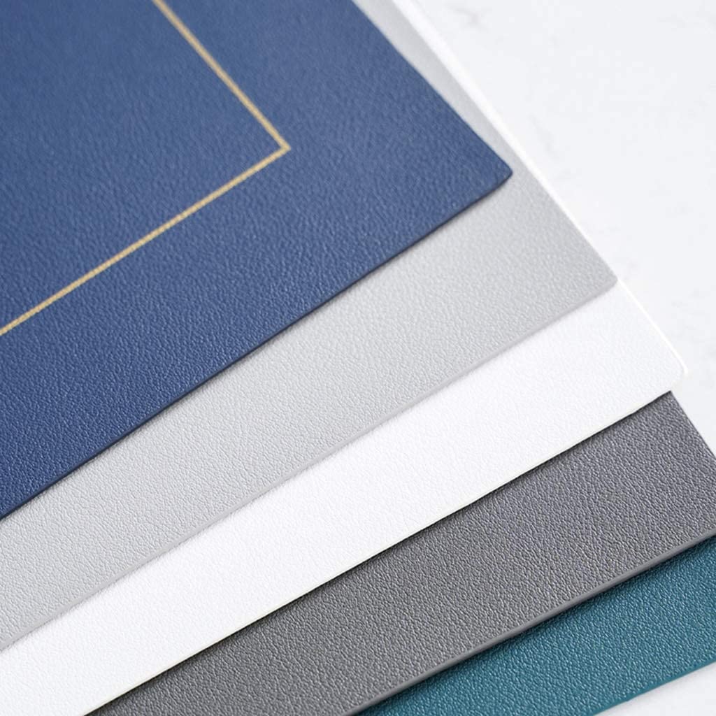Manteles Individuales para Mesa de Comedor Juego de 2, con 2 Posavasos Impermeable Antideslizante PU Mantel Individual de Mesa de Cuero sintético para Restaurante en casa Decorativo/Protección-Azul