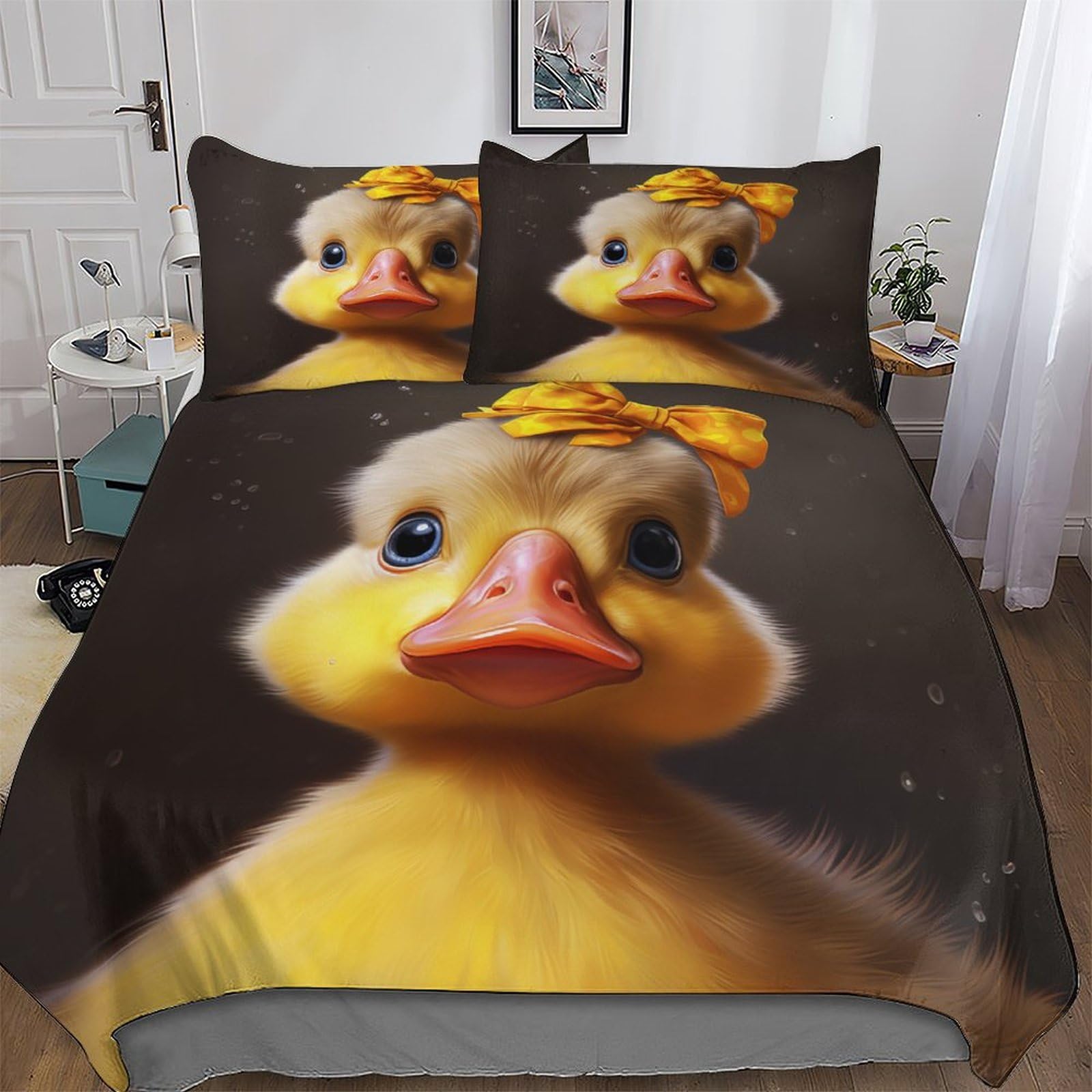Dcccy Girls Duck-2 Duck Bedding Set Duvet Cover Soft Quilt Cover For Kids, Boys And Teens 3 Pieces With Pillowcase Cosy Bed Linen King(220X240cm)