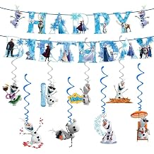 For Frozen Happy Birthday Banner, Party Decoration With 6 Vortex Decorative Pendants