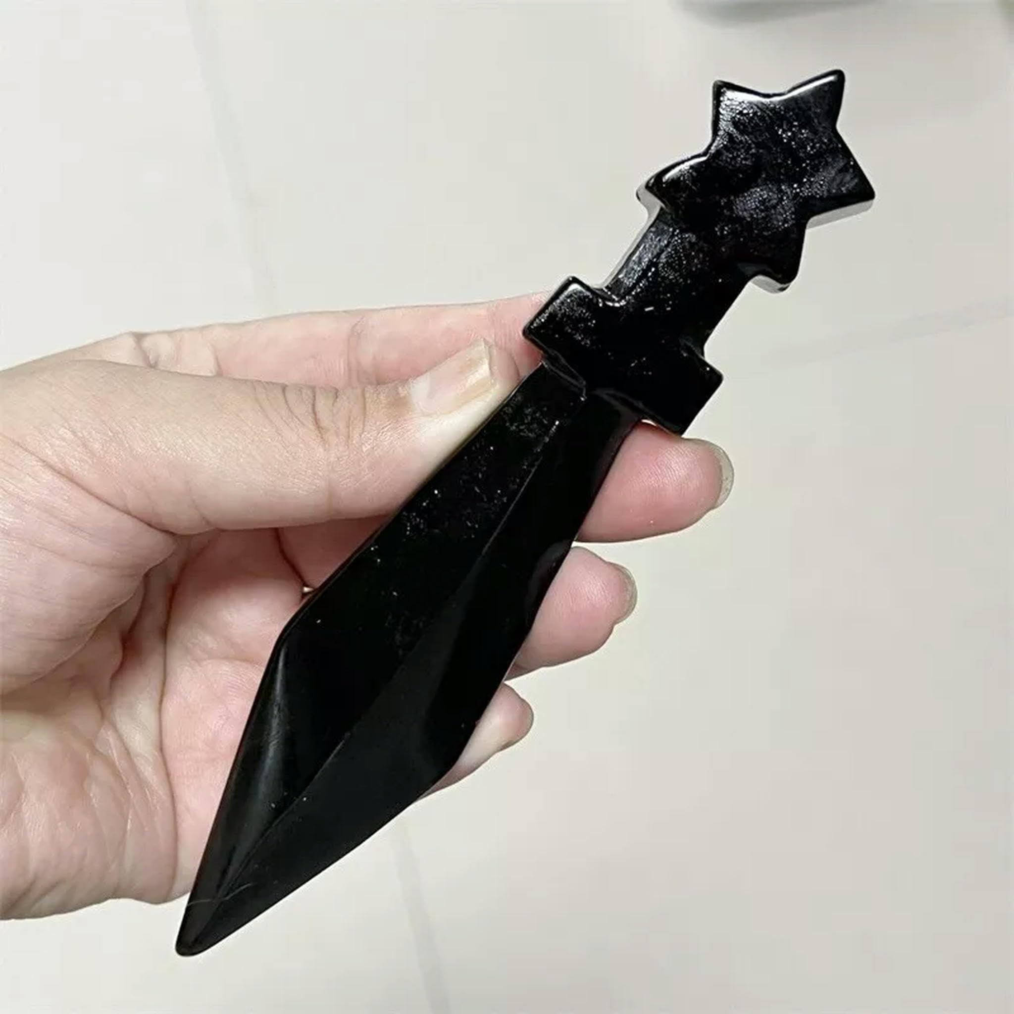 Dague en Obsidienne Naturelle de 5 Pouces et Plus, crâne sculpté, Cristal de Quartz, gemme, 1 pièce