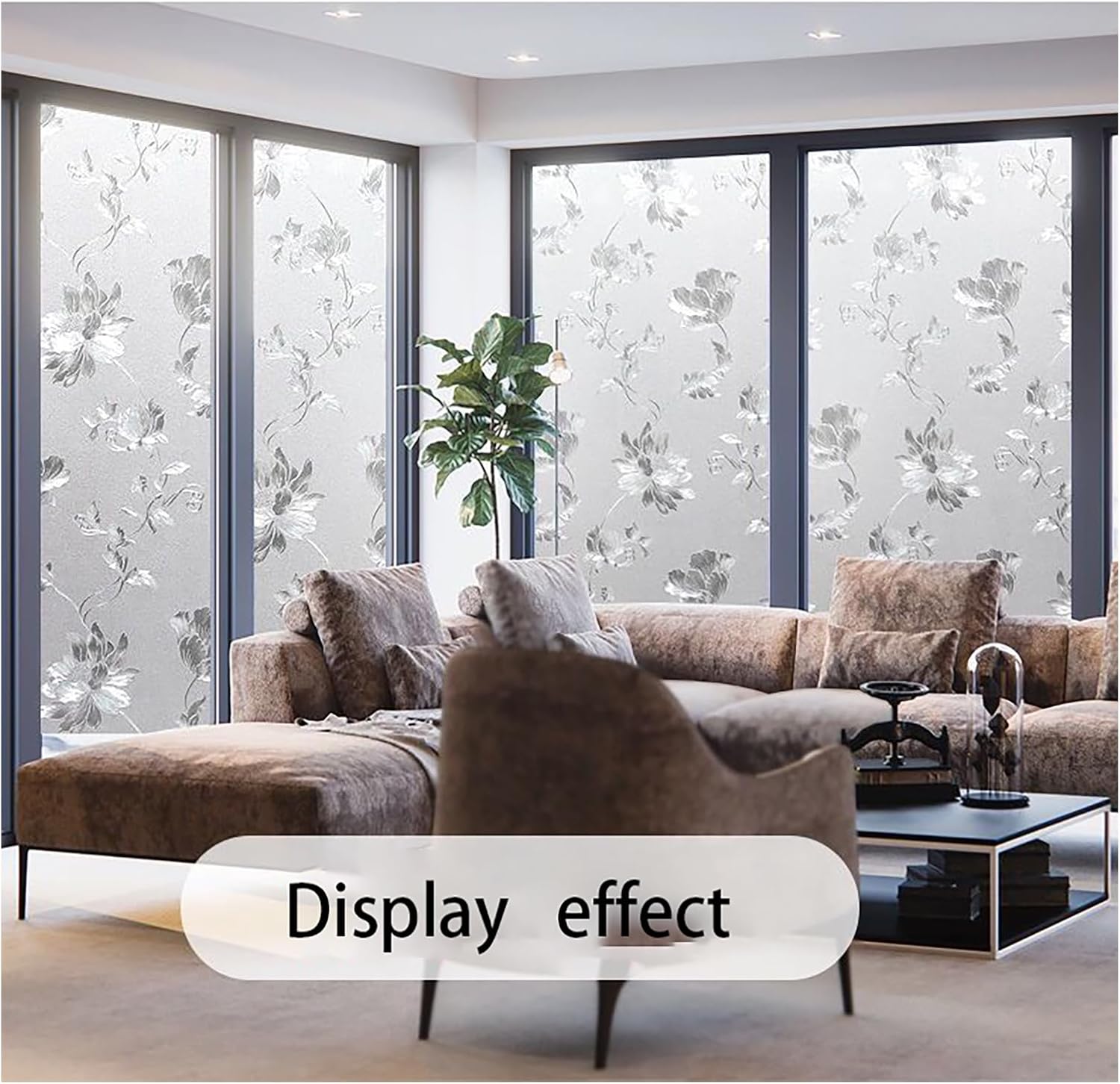 Window Privacy Film，Frosted glass film，premium window film，Window Film Decorative Glass Window Film, Anti UV Heat Control Reusable Privacy Film for Glass Windo(Size:60cm*500cm,Color:Bamboo)